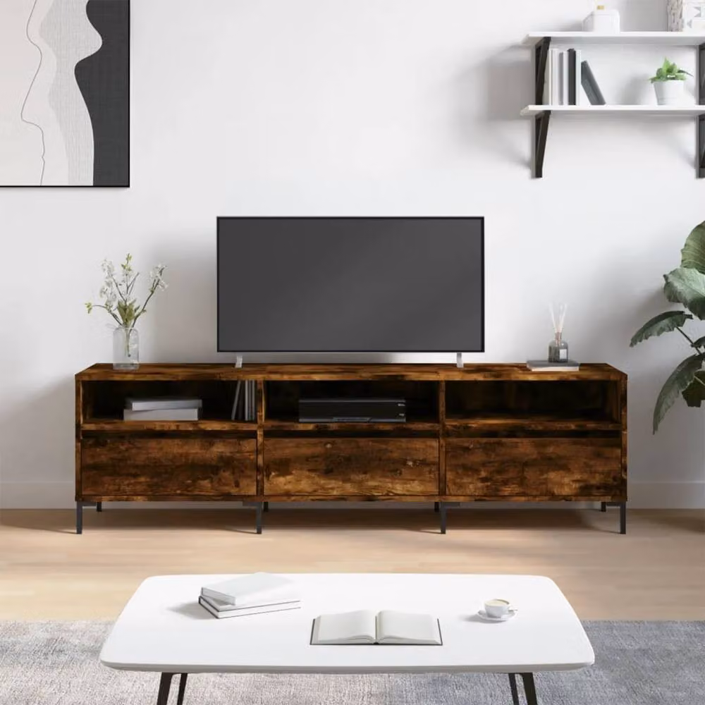 Berkfield Home TV Cabinet in Smoked Oak Brown, W: 150 cm, D: 30 cm, H: 44.5 cm – 2