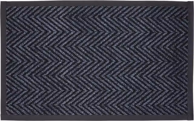 Livingandhome Rectangular Non-Slip Brushing PVC Doormat in Black and Grey, W: 90 cm, D: 60 cm