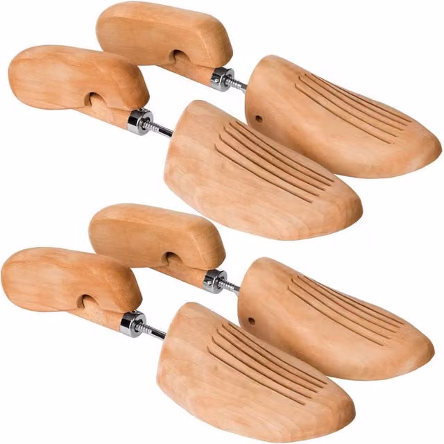 tectake 2 Pairs of Wooden Shoe Stretchers in Brown, Size 44-45