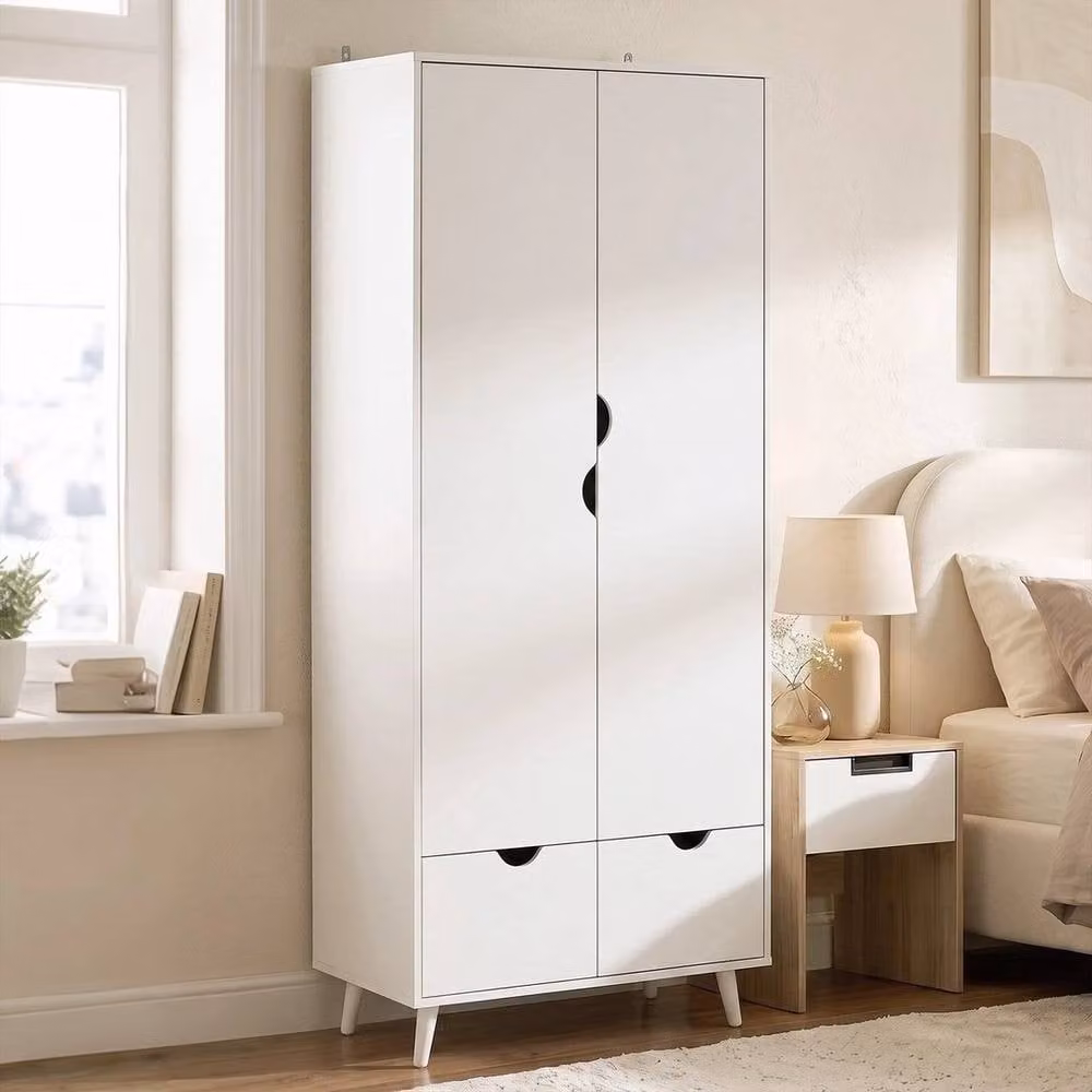 FORGEVIO White Storage Organisation Furniture with Rail and 2 Drawers – 2