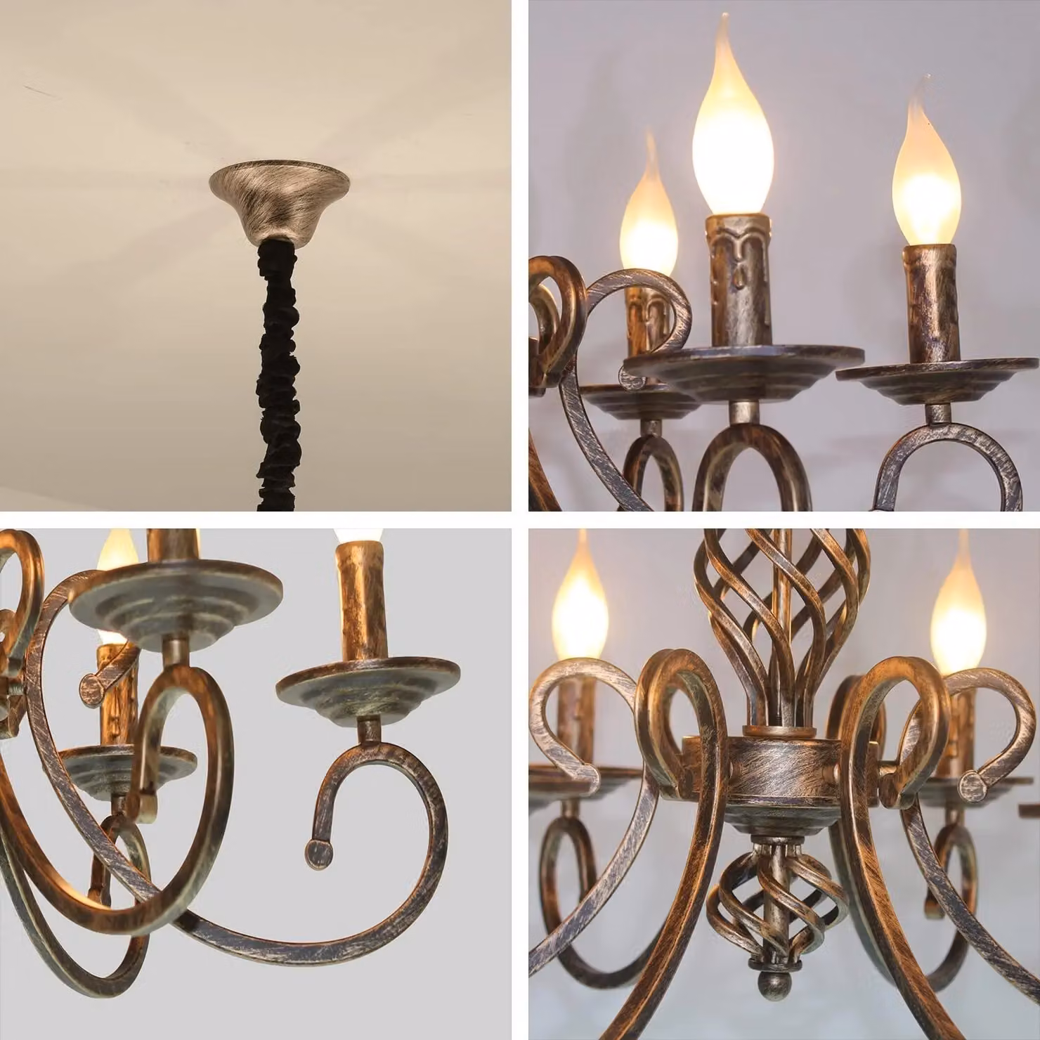 Garwarm 6-Light Vintage Metal Bronze Pendant Chandelier – 4
