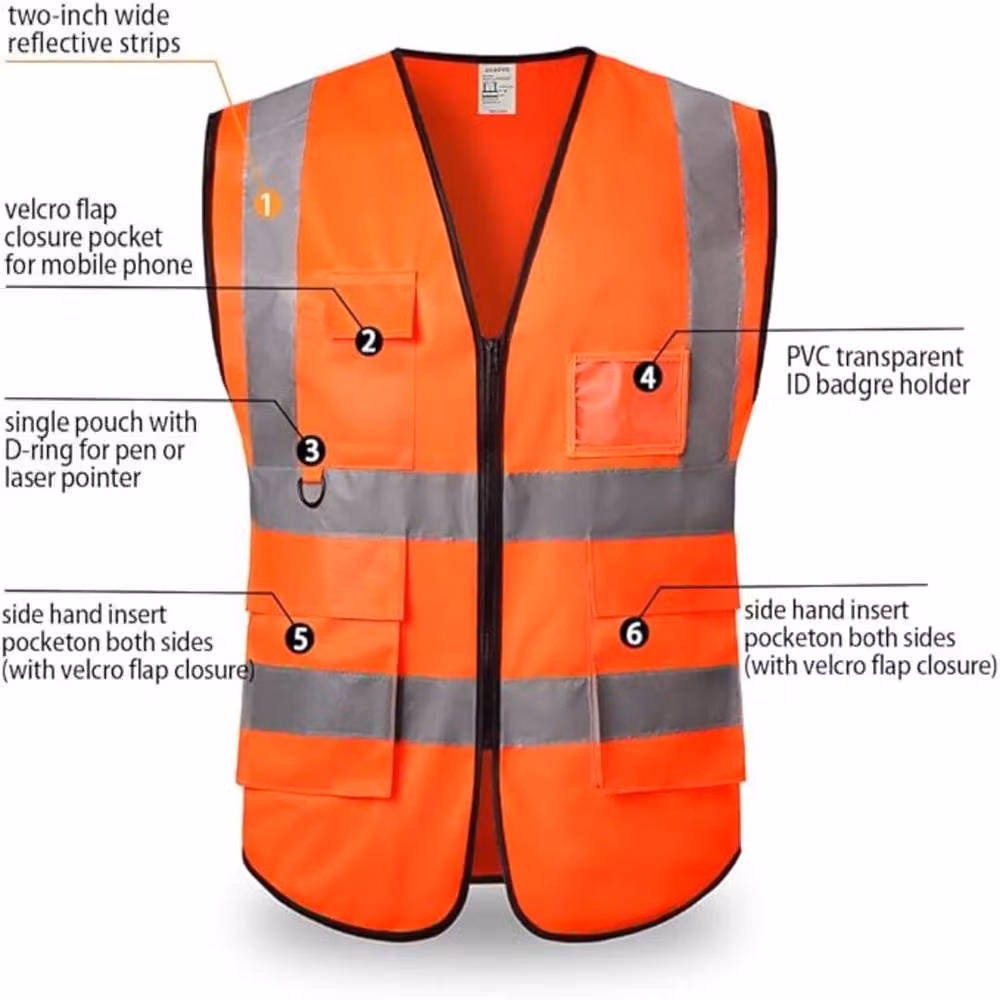 ATEK Unisex Reflective High Visibility Safety Vest in Orange, Size S – 2