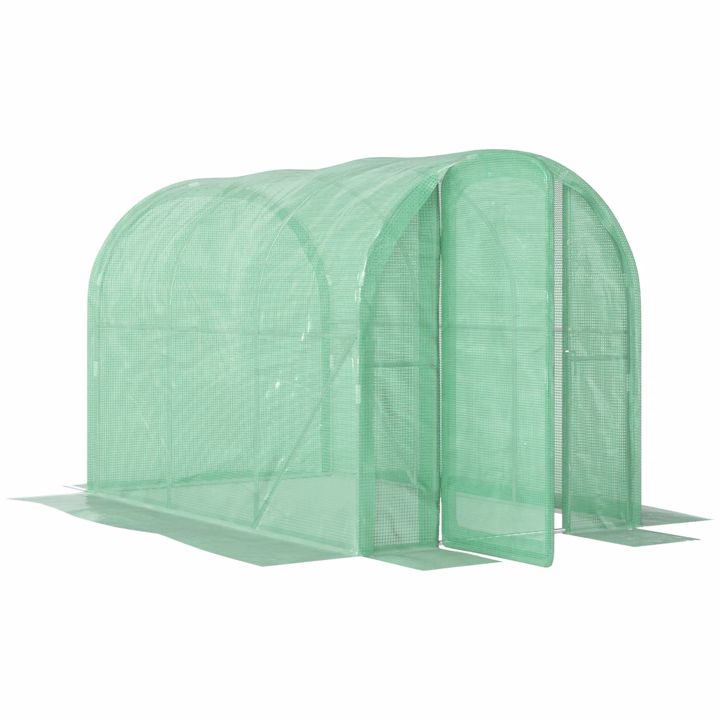 Outsunny Green Polytunnel Greenhouse with Hinged Door and Galvanised Steel Frame, W: 3 m, D: 2 m, H: 2 m – 2