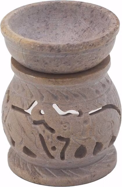 KDMD Grey Elephant Soapstone Oil Burner for Tealights, 8 cm – 1