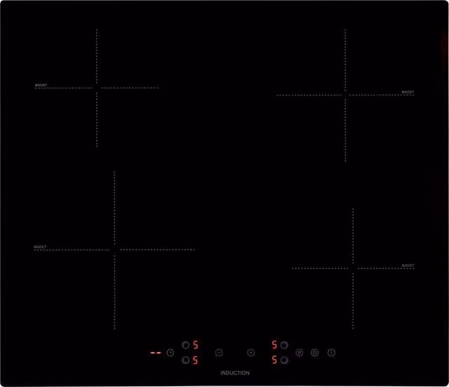 Willow 60cm Induction Ceramic Hob in Black with Four Cooking Zones and Touch Control