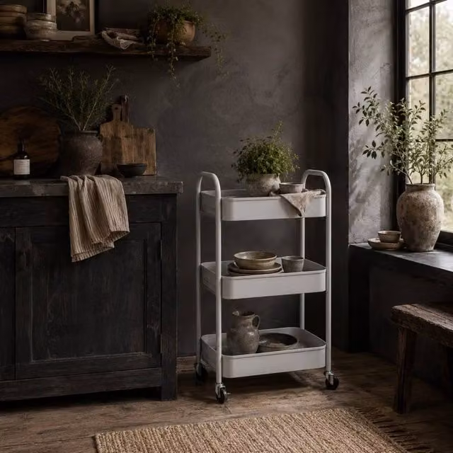 Wyld Haus Suka 3 Tier White Steel Storage Trolley W/D/H: 79.0 x 30.6 x 30.6 cm – 1