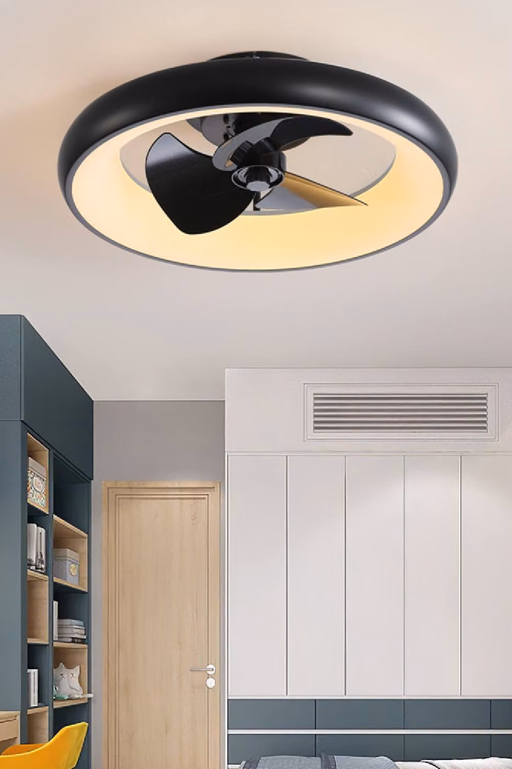H&O Direct Industrial Style Ceiling Mount Fan with LED Light in Black – 2