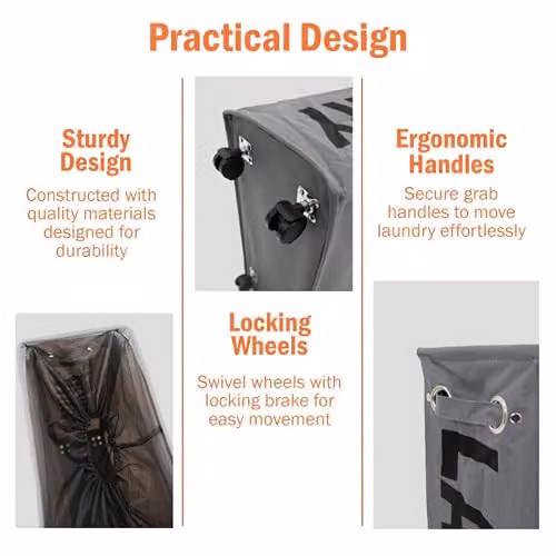 Libbi Lou 55L Laundry Tote Bag with Wheels in Grey, H 63.5 x W 40.5 x D 20 cm – 2