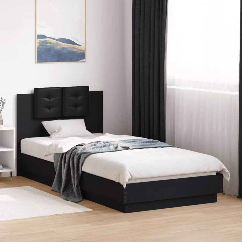 Berkfield Home Modern Upholstered Bed Frame in Black, W/D/H: 100 x 200 cm – 2