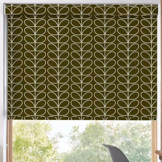Orla Kiely Linear Stem Translucent Made to Measure Roller Blind in Kelp Green and Brown