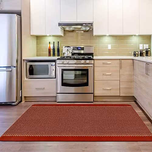 THE RUGS Red Machine Washable Non-Slip Area Rug with Bordered Design, W/D/H: 100 x 67 cm – 2
