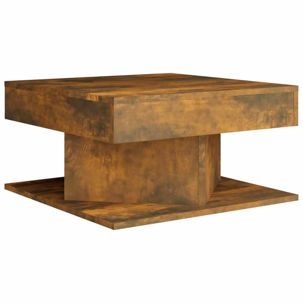 Berkfield Home Decorative Smoked Oak Coffee Table in Brown, W/D/H: 57 x 57 x 30 cm – 3