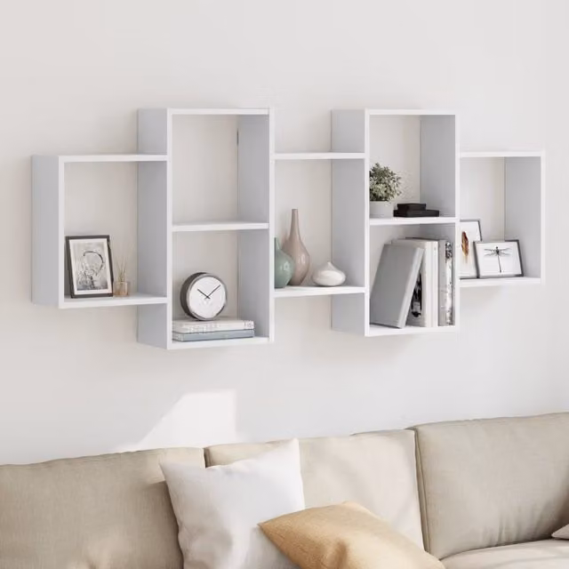 Berkfield Home White Wall Mounted Shelf, W: 159 cm, D: 18 cm, H: 65 cm