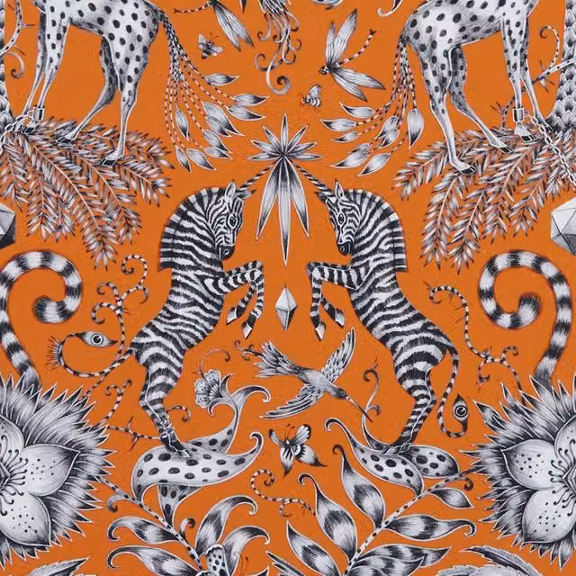 Emma Shipley Kruger Fabric Flame in Grey and Orange