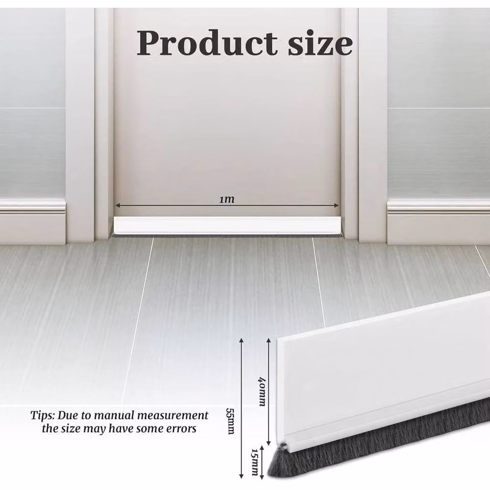Kelvenix Self-Adhesive Brush Door Seal Strip Draft Excluder in White, W: 52 cm, H: 100 cm – 2