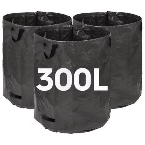 Harbour Housewares 300L Garden Waste Bags with Handles - Set of 3 Heavy Duty Reusable Gardening Sacks in Green and Black – 1