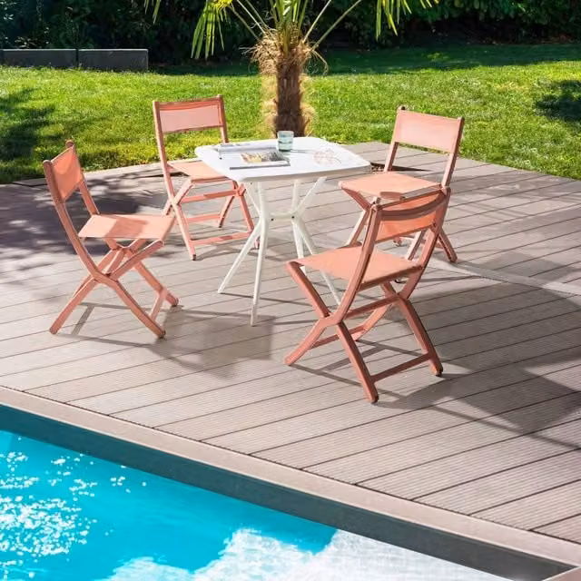 Wyld and Coco Set of 4 Modern Matt Pink Plastic Stacking and Folding Dining Chairs