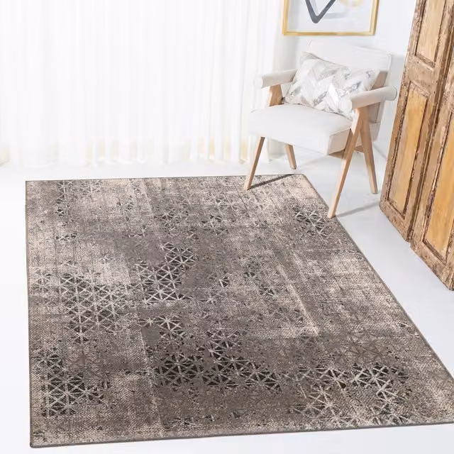 Woohoo Furniture Flatweave Florida Abstract Chenille Runner in Beige and Brown