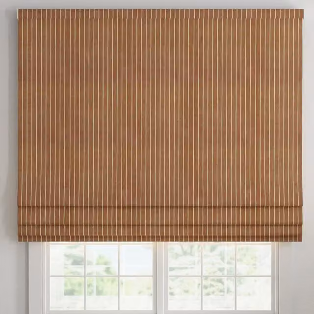ANTE DECOR Burgess Printed Cotton Stripe Made To Measure Roman Blind in Sienna and Orange