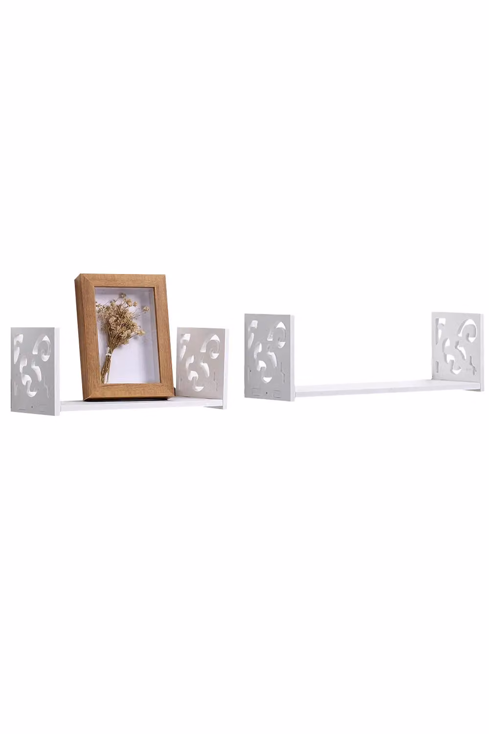 Living and Home Set of 2 White U-Shaped Wall Mounted Floating Shelves – 2