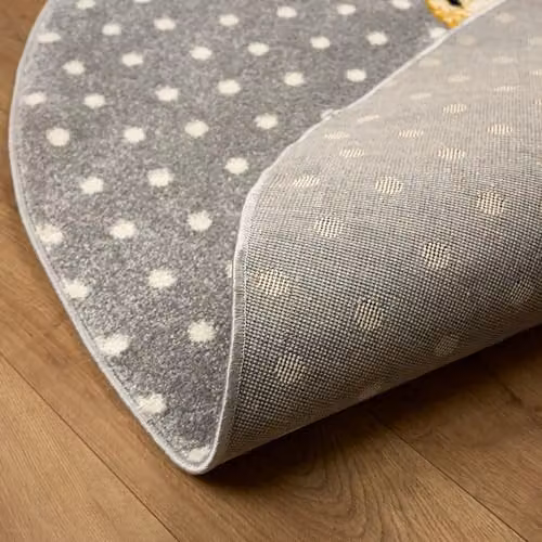 Bravich LTD Yellow Polkadots Unicorn Kids Circle Rug, Diameter: 120 cm – 4