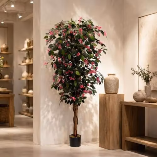 Leaf Design UK Pink Rhododendron Realistic Artificial Potted Plant, H 180 cm x W 60 cm x D 60 cm – 2