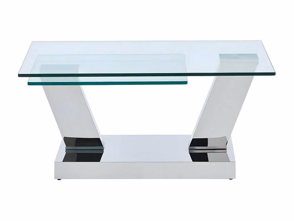 Vente-unique Coffee Table with Swivel Trays in Clear Glass and Silver Metal, W/D/H: 95 x 60 x 43 cm – 2