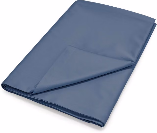 Bedeck 500 Thread Count Mako Satin Plain Dye Super Kingsize Flat Sheet, Blue, W: 200 cm x L: 200 cm