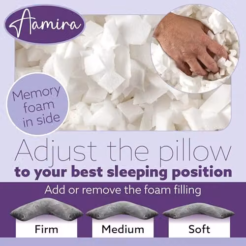 Aamira Grey Memory Foam Wedge Pillow with Adjustable Height and Removable Velvet Cover – 3