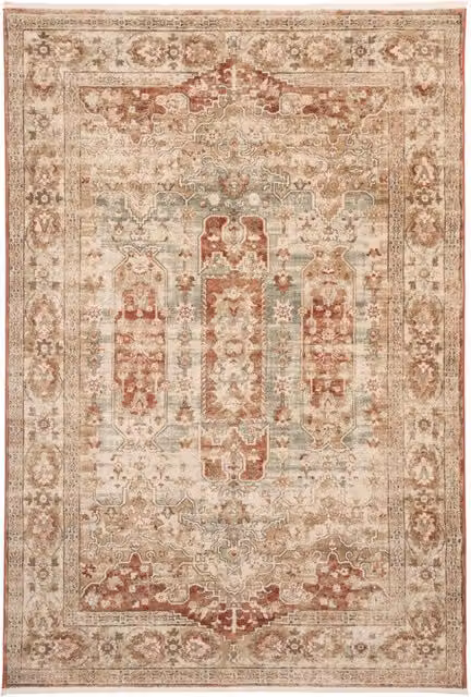 Kukoon Beige Traditional Medallion Woven Area Rug with Fringes, W/D/H: 60 x 240 cm – 1