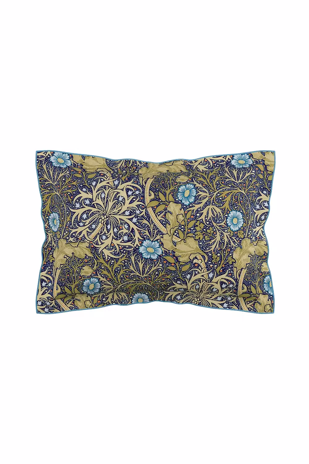 Morris & Co Seaweed Floral Cotton Percale Duvet Cover and Pillowcase Set in Blue and Green, W/D/H: 200 x 200 cm – 3