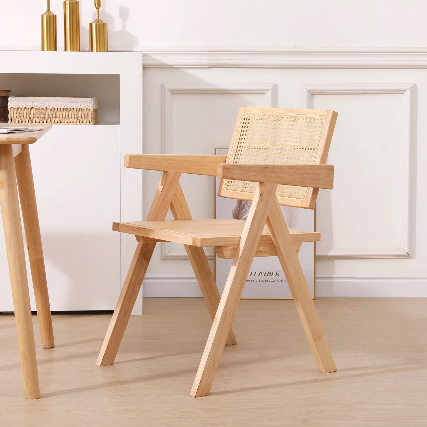 Nordlys Scandinavian Ash Solid Wood Dining Room Chair with Armrests in Brown – 2