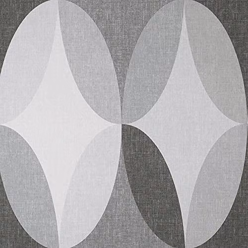 Crown Kirby Oval Geo Charcoal Grey and Anthracite Abstract Geometric Washable Vinyl Roll – 1