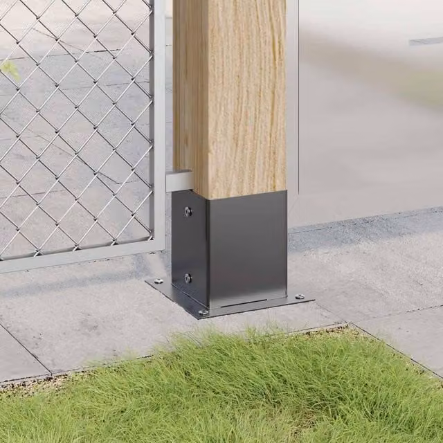 Berkfield Home Square Post Bases, 4 Pack, Anthracite Black Powder-coated Steel, 101 x 101 mm – 1