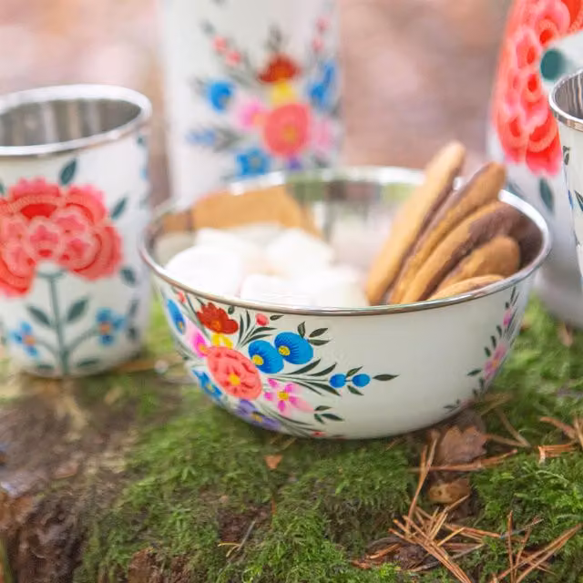 BillyCan Floral White Stainless Steel Dessert Bowl