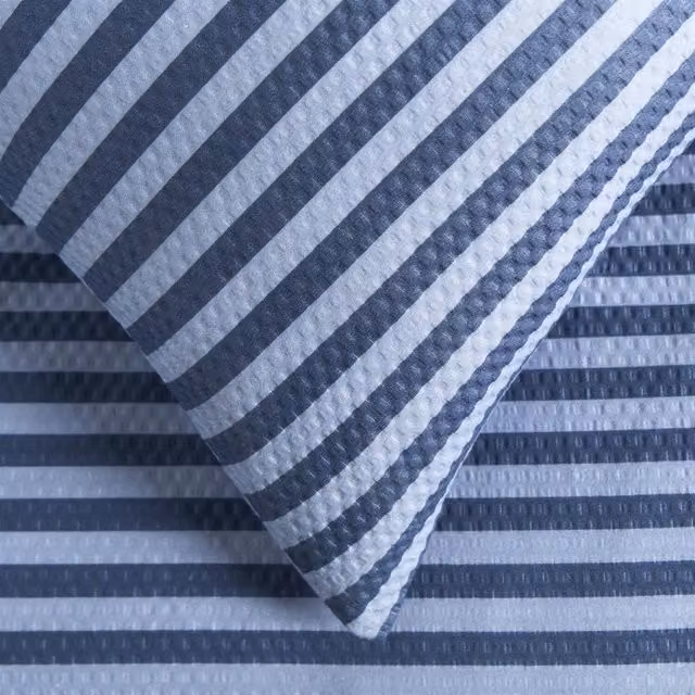 OHS Blue Waffle Stripe Luxury Duvet Cover Set for Adults