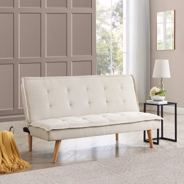 Alexander 3 Seater Fabric Sofa Bed in Cream