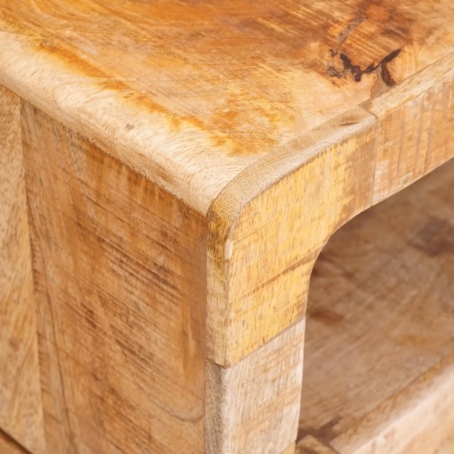 Berkfield Home Solid Mango Wood End Table with Storage Shelf, Brown, W: 40 cm, D: 40 cm, H: 49 cm – 3