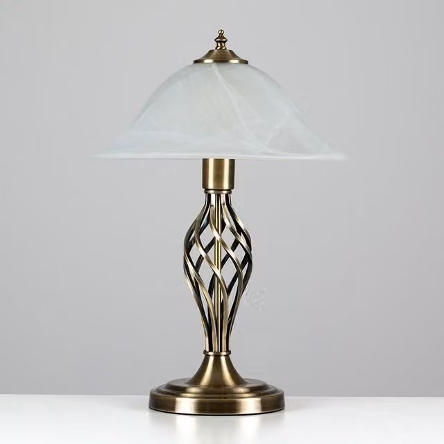 ValueLights Memphis Pair of Gold and White Table Lamps – 1