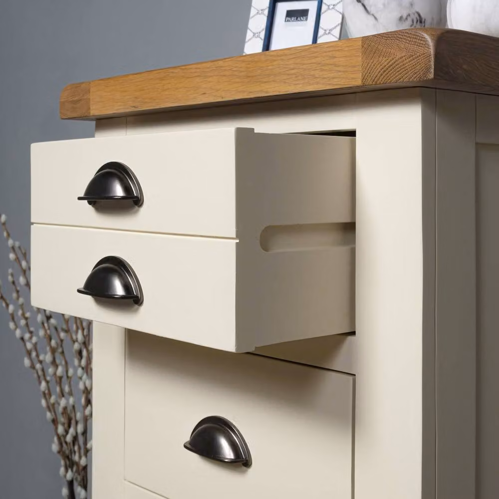 Elm Home And Garden Painted Cream Oak Tall Boy Chest Of Drawers, Height: 116 cm – 3