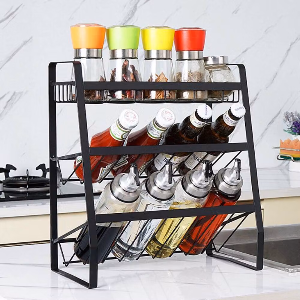 KORVIXA Black Metal Kitchen Storage and Dish Drying Rack – 3