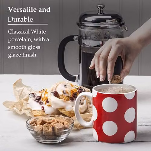 WM Bartleet & Sons Red and White Dotted Porcelain One Pint Mug, 568ml – 4