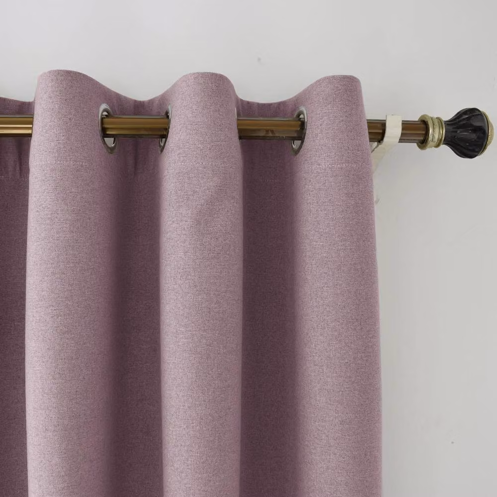 Happy Homewares Modern Textured Linen Fabric Blackout Eyelet Curtains, 2 Panels, Pink, Width: 120 cm, Height: 160 cm – 2