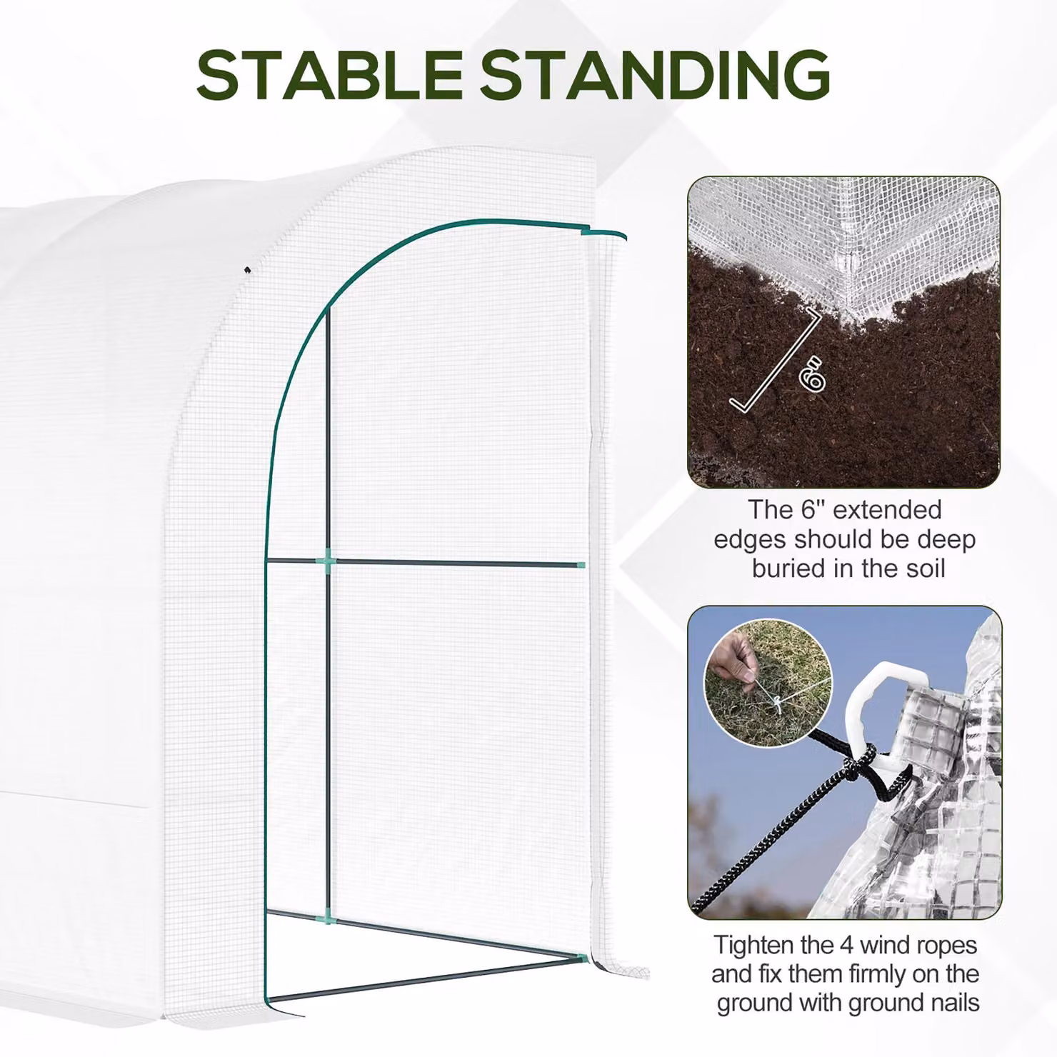 OUTSUNNY White Lean-to Plant Greenhouse with Window and Roller Cover, W/D/H: 150 x 150 x 213 cm – 2