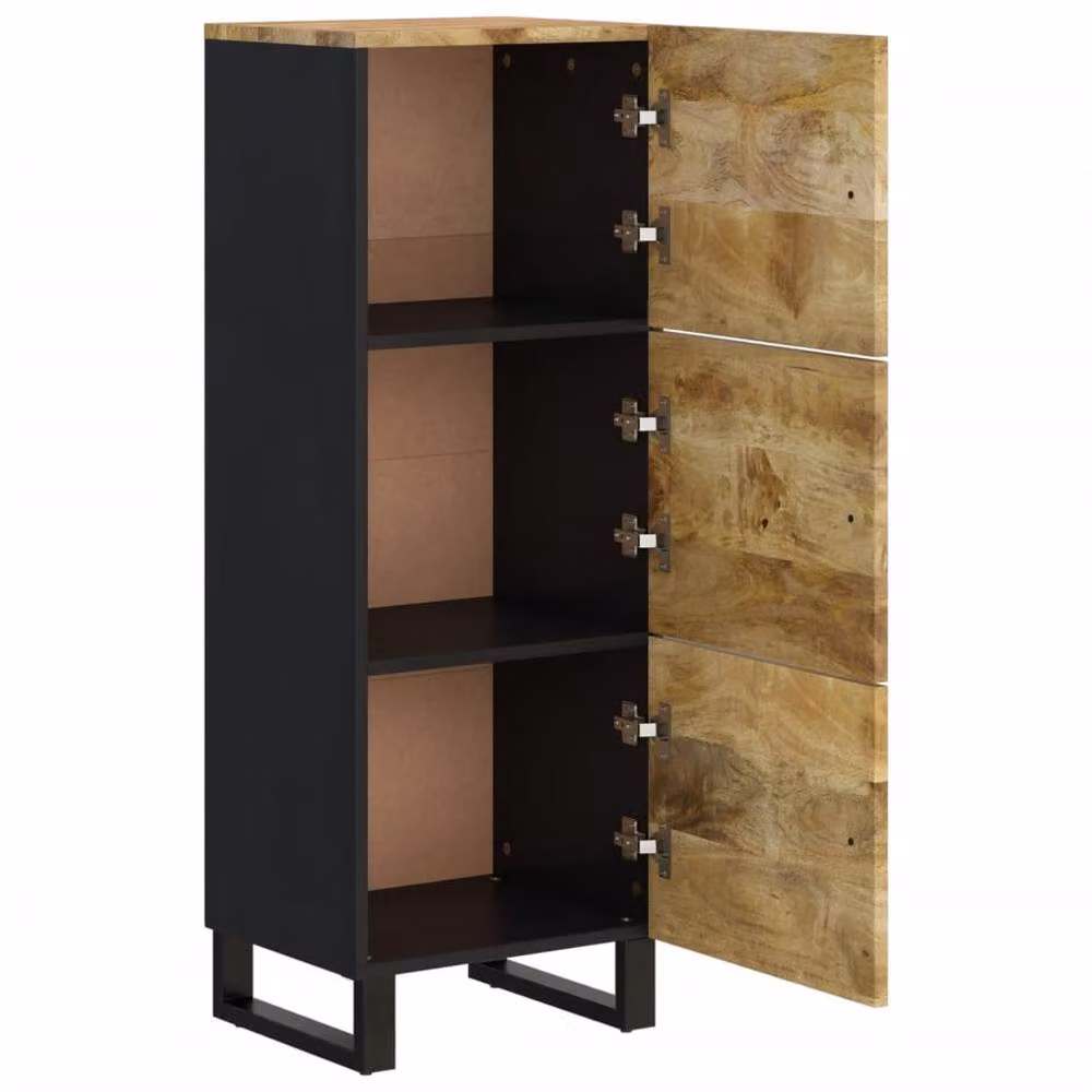 Berkfield Home Industrial Highboard with 3 Doors in Brown Solid Mango Wood and Iron, W/D/H: 40 x 33 x 110 cm – 3