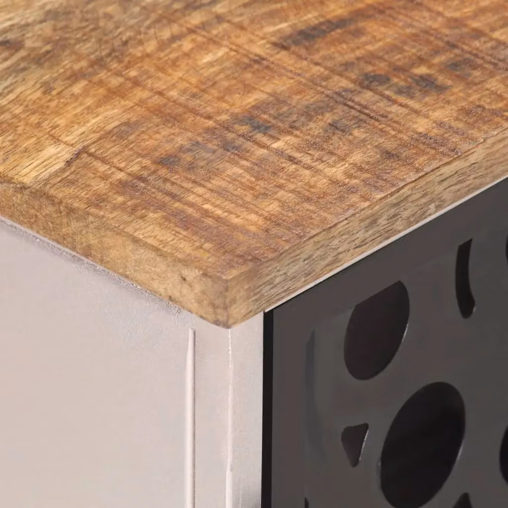 Berkfield Home Industrial TV Cabinet in Brown Rough Mango Wood, W/D/H: 120 x 40 x 40 cm – 3