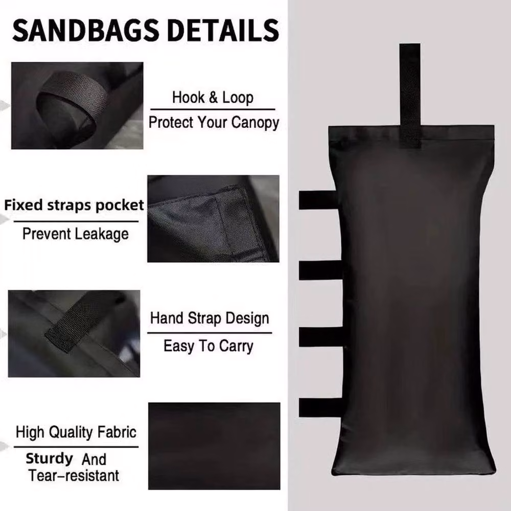 FLAVORA Set of 4 Black Polyester Garden Gazebo Sand Bag Foot Weights, W/D/H: 100 x 15 cm – 3