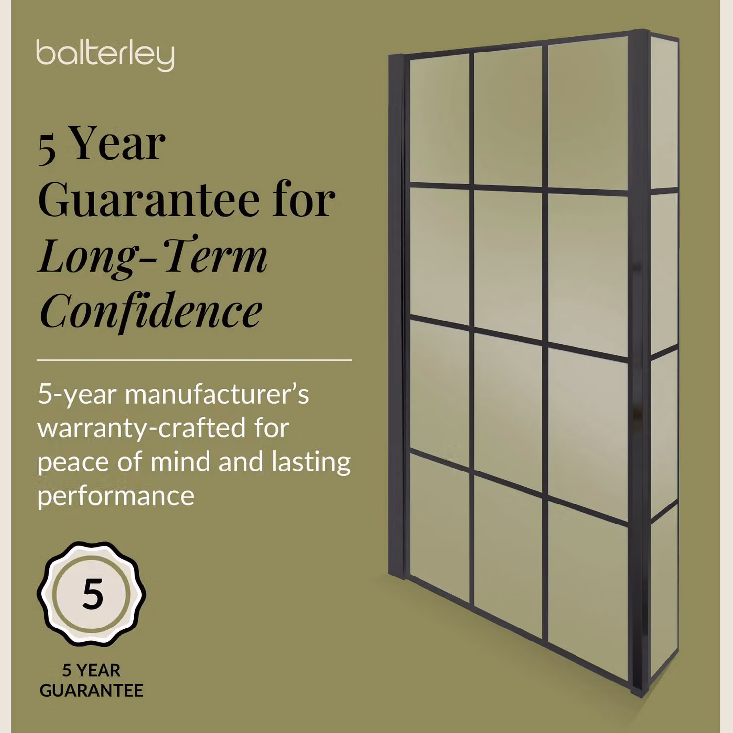 Balterley L Shaped Asymmetric Shower Bath Screen with 6mm Glass and Black Frame, W/D/H: 143.0 x 79.5 x 15.0 cm – 3