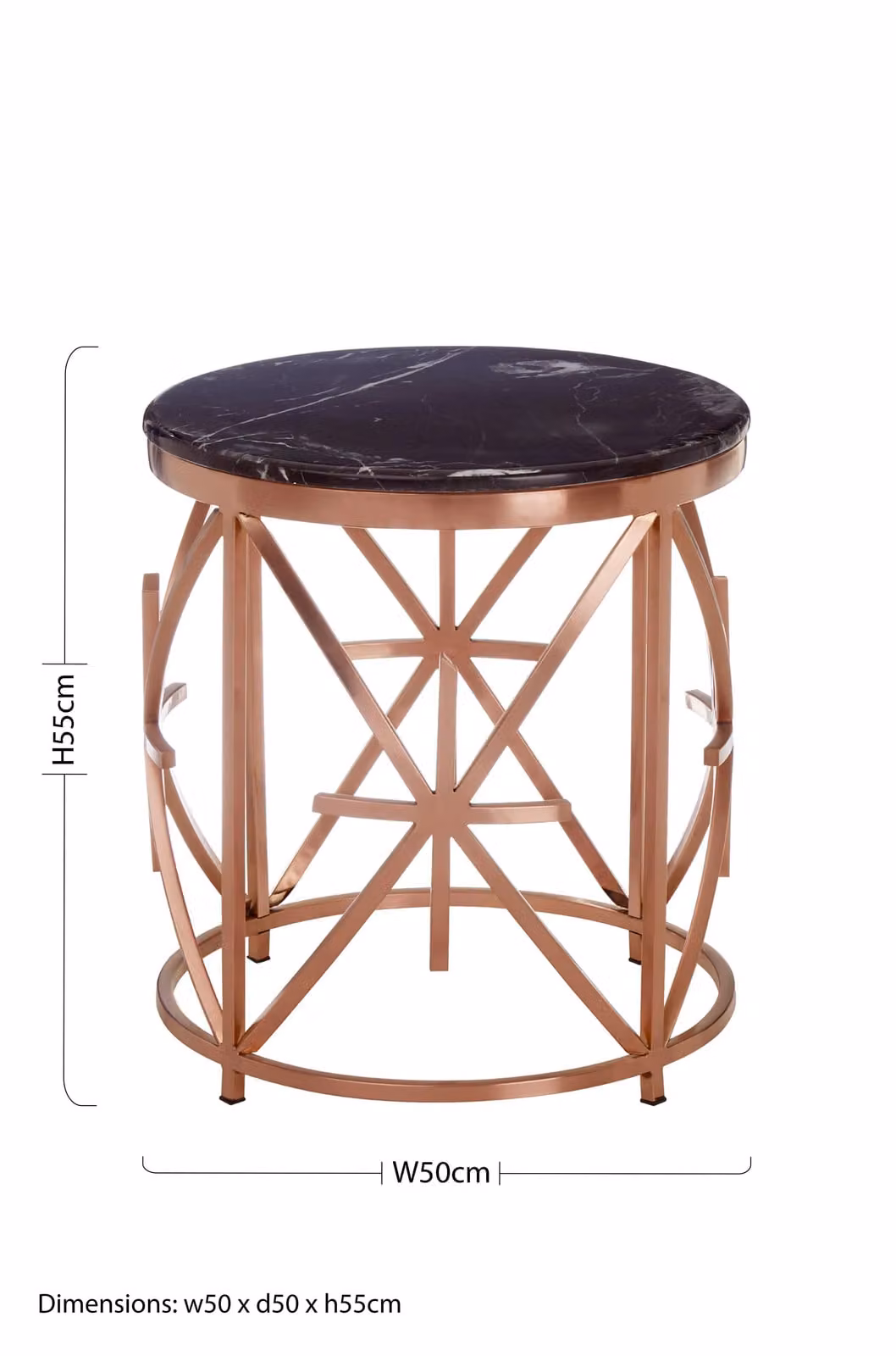 Orsina Modern Round Black Marble and Gold Side Table – 5