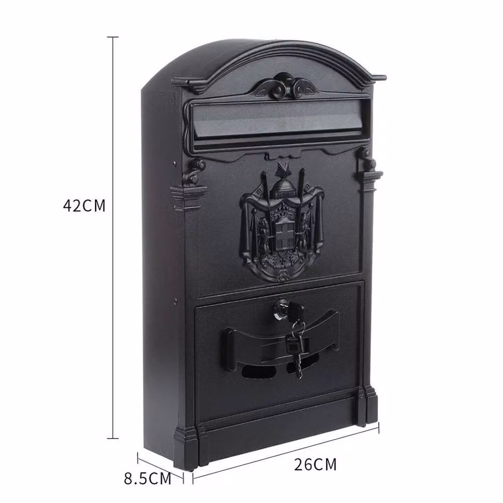 Hinsinc Large Vintage Outdoor Lockable Letters Post Box in Black – 2